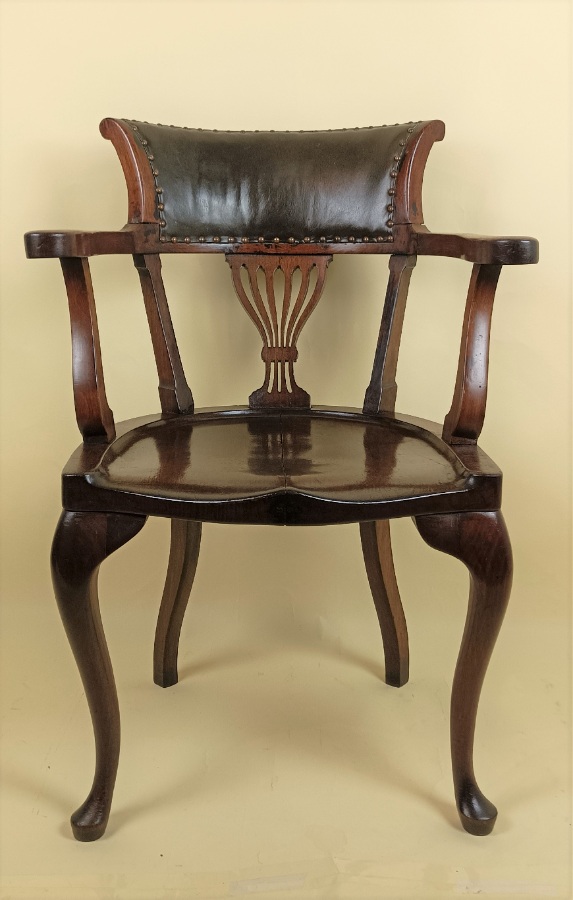 Antique Edwardian Chippendale Style Desk Chair